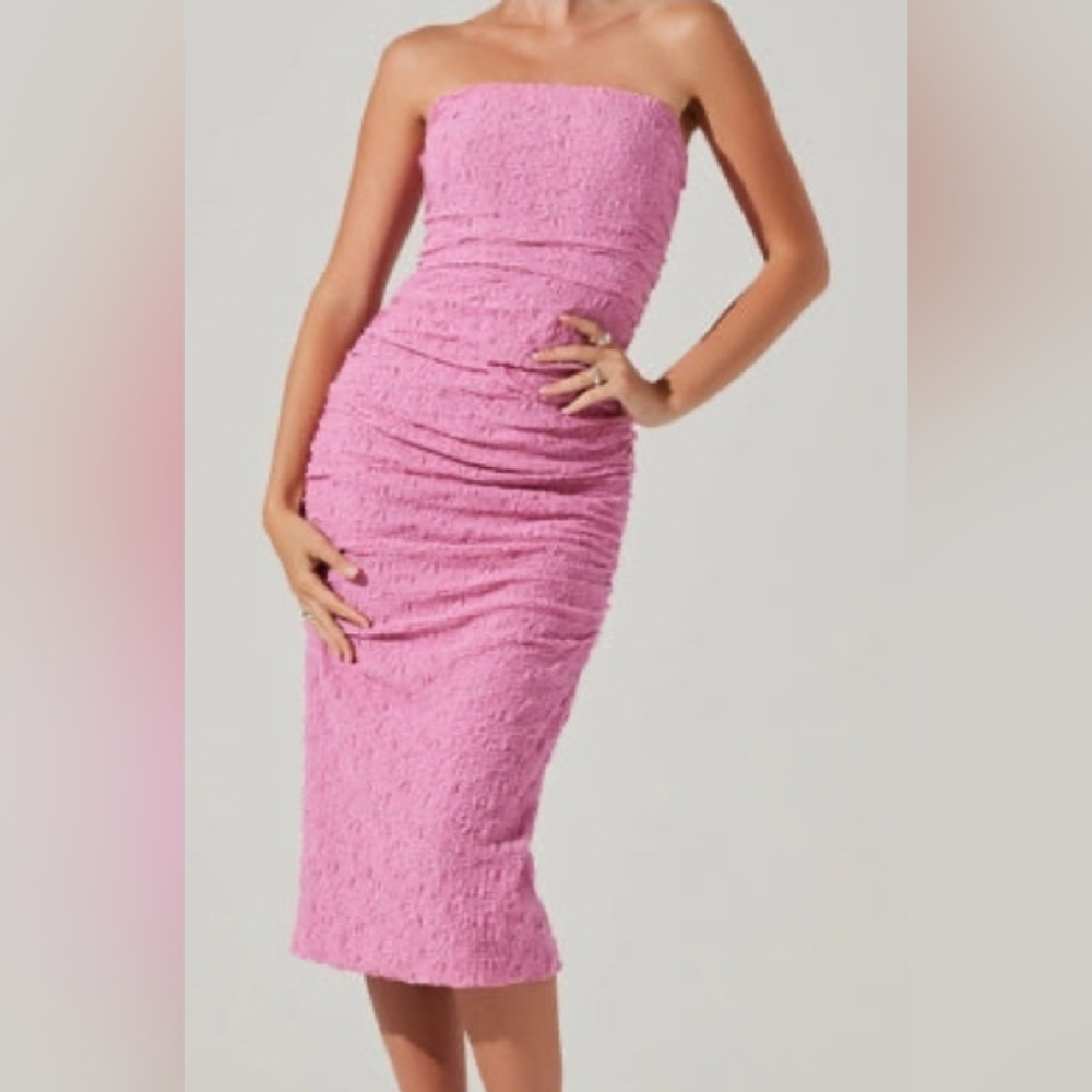 Pink Lace Strapless Dress